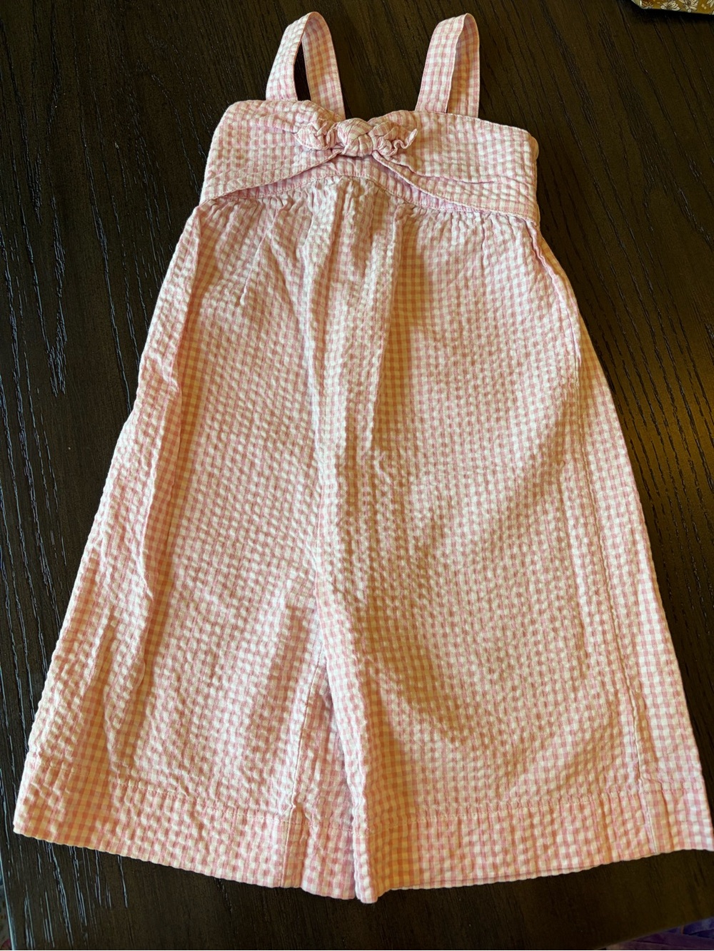 Pink Gingham Girls' One-Piece Romper - Pink